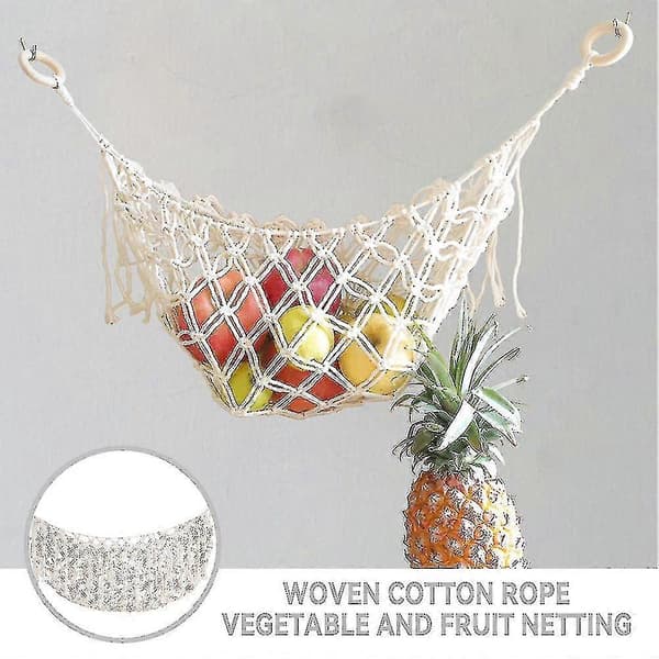 Fruit and Vegetable Storage Hammock, Space-Saving, Hand-Woven Kitchen Decor (FMY)