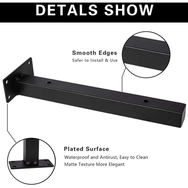 10 inch Black Iron Shelf Bracket, DIY Open Shelf Industrial Art Style Wall Bracket 2 Pcs Series Including Hardware