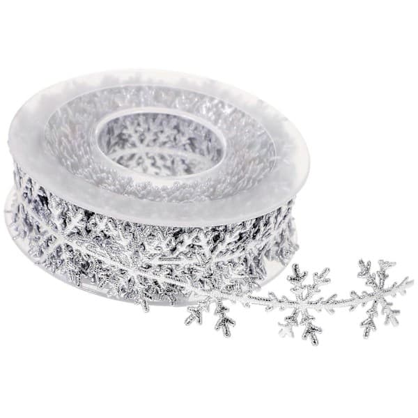 1 st 10 meter snöflinga band kreativ chic julgransprydnad nyårsdekoration silver
