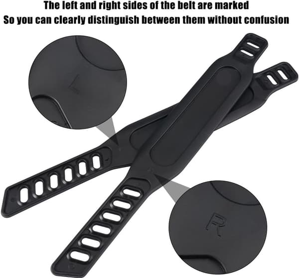 Adjustable Pedal Straps, 3 Pairs, Universal Rubber, for Exercise Bike and Bicycle, Black