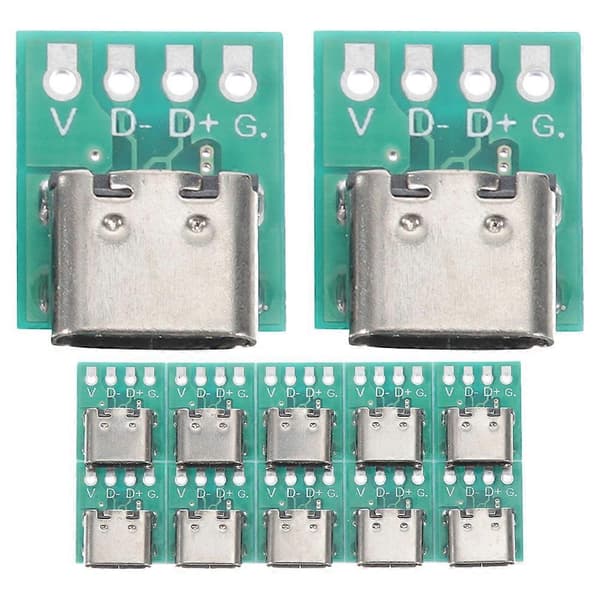 12 stk USB C Kontaktkort DIY 3.1 USB Kontakter USB C Hunn Kontaktkort
