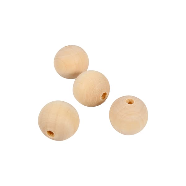 50 stk 20 mm naturlige umalte runde treperler med hull-FA-