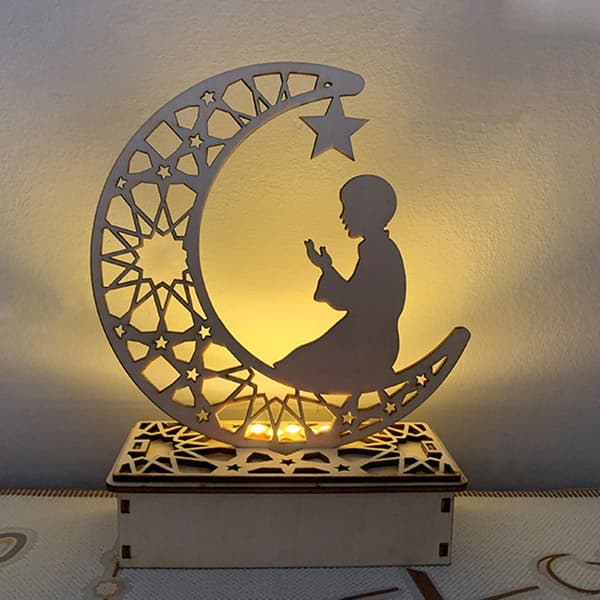 Tre månelampe Eid borddekorasjon håndverk for hjemmeinnredning B B