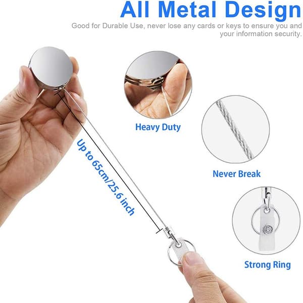 [PLEE] 2 Retractable Keychains, Retractable Anti-Theft Clips - Retractable Document Holder - Car Keychain - Anti-Loss