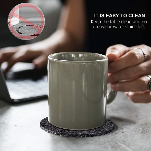 Felt & Leather Coasters - Washable Coasters for Tables and Mugs