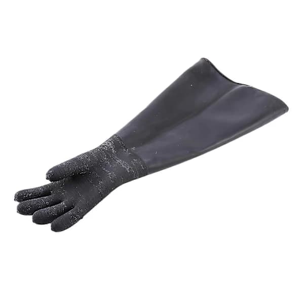 Svarta sandblästringshandskar i gummi, räfflade, slipande sandblästringshandskar för blästerskåp 65x30cm