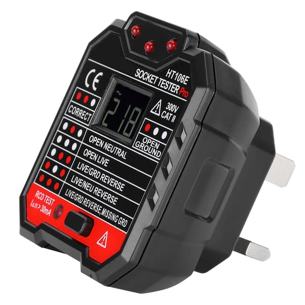 Socket Tester Digital Display Office Leakage Test Portable Plug Detector UK Plug 110-220V