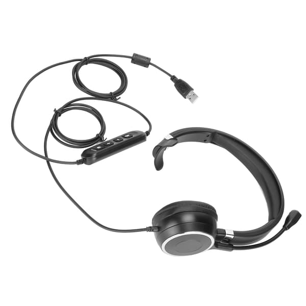 USB Business Headset ENC Noise Cancelling Single Ear Support Speaker Volume Adjustment Mute Wired Headphone with Microphone