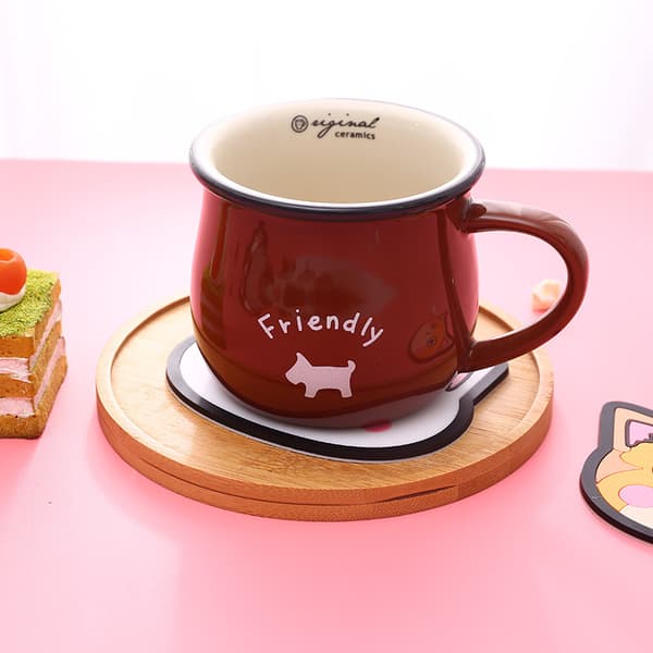 Cute Cat Pattern Coaster Silicone Non-slip Heat Insulation Table Decorations Cup Accessories Non-slip Desk Mat Stationery (Cheese)