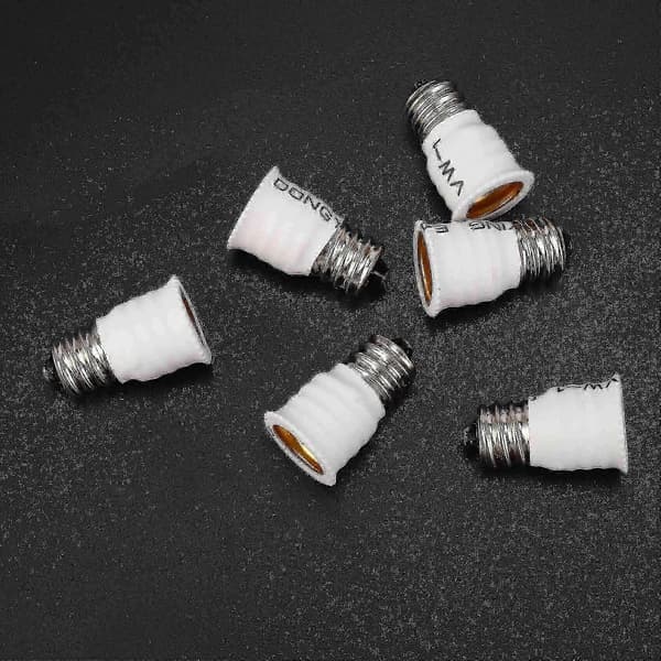 18-pakning E12 til E14 Sokkeladapter Hvit LED Lampeholder for Lampebasekonvertering