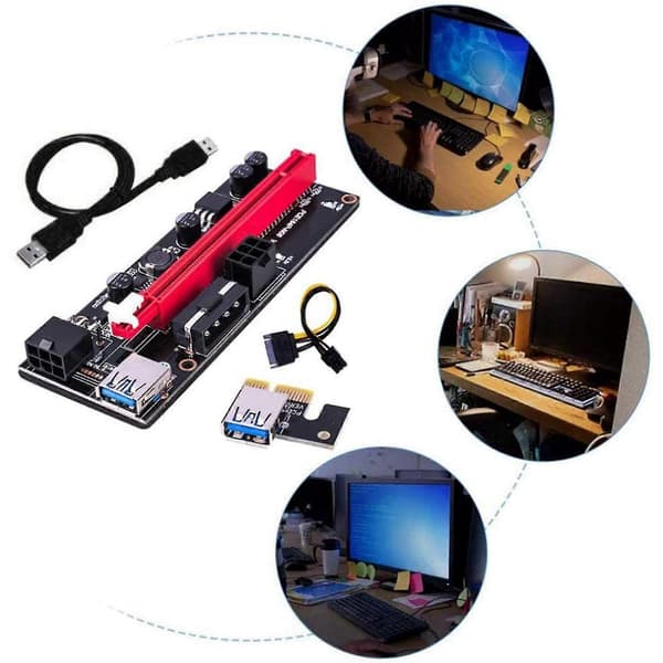 PCI-e Riser Card Express Cable 1x to 16x Graphics Card Extension Cable 60cm USB 3.0 Extension Cable (black line)