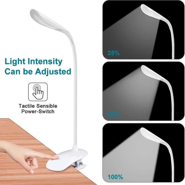 Leselampe 16 LED - Oppladbar lampe med fleksibel hals, USB-kabel KLB