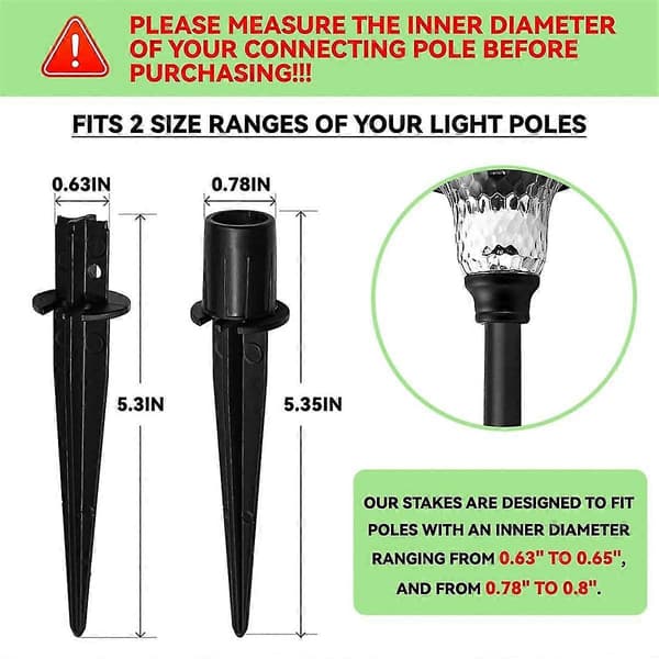 12-pakning metallerstatningspinner for solcellelamper utendørs, 0,78 x 5,35 tommer solcellebelysning veibelysning spikererstatning