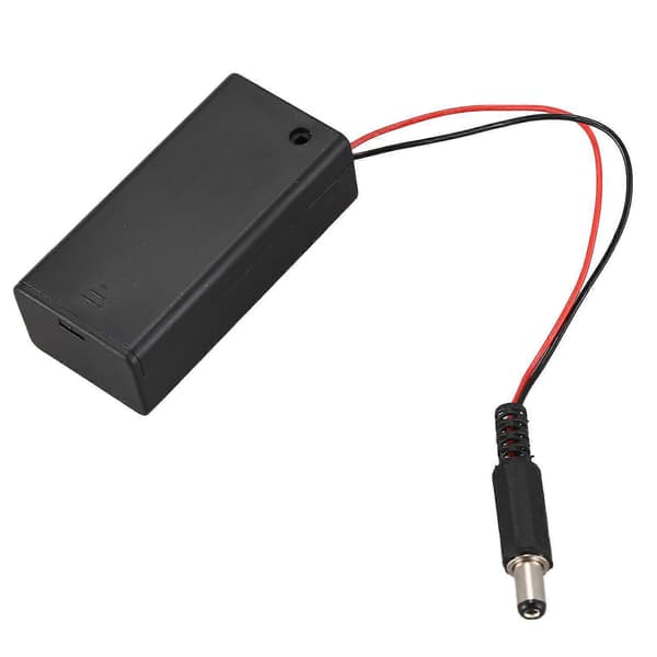 2 stk 2,1 X 5,5 mm hanstik etui boksholder med låg til 9V batteri