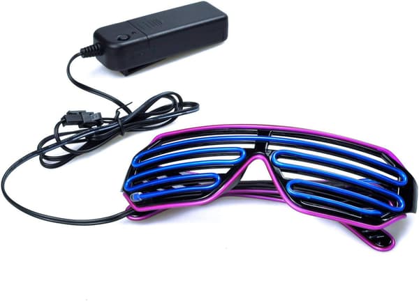 Neon Rave Briller (Lilla Blå) Blinkende LED Solbriller Lyser Op D