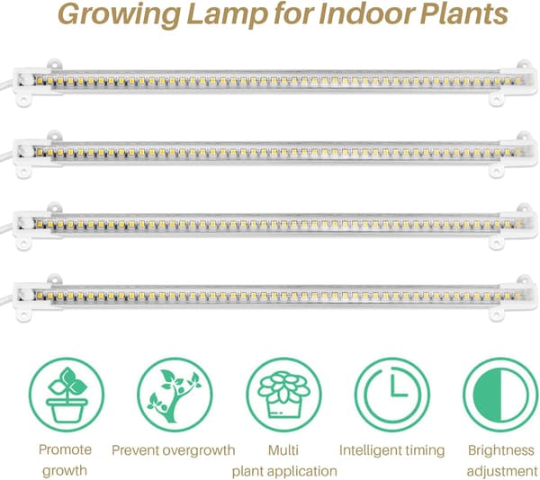 Fullspektrum LED-vekstlysstriper med automatisk timer 3 9 12 timer 192 lysdioder for innendørsplanter hydroponikk frøplanter