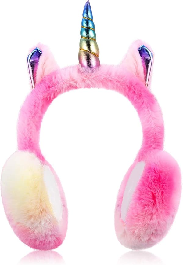 Tecknad Plysch Enhörning Vinteröronmuffar (Rosa)