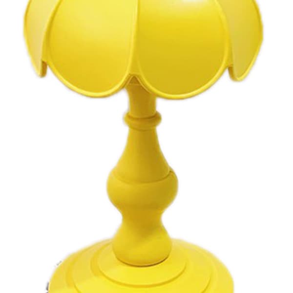 Retro Lotus Leaf Ingenious Lovely 3 Light Sources Small Table Lamp Night Light for Girls Bedroom Yellow