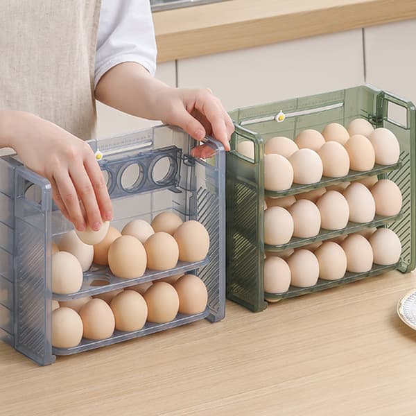 Flerlags vendbart eggstativ med tidsbesparende plass Eggoppbevaringsbeholder for hjemmekjøkkenet Grey