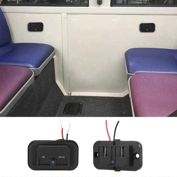Billader Lastebil Båt Telefonlader Uttak PD USB-C Hurtiglading Strømadapter 12V-24V