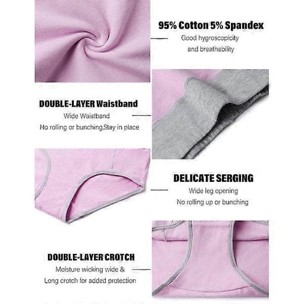 Høymidjede bomullstruser for kvinner, myke og pustende, elastiske truser, normal og pluss størrelse 5-pakning