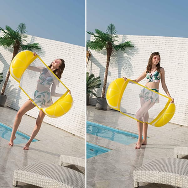 Oppustelig Poolhængekøje - Vandlounge Flyder til Voksne, Multifunktionelt Pooltilbehør, Kraftig PVC Ferie Flyder til R Lemon