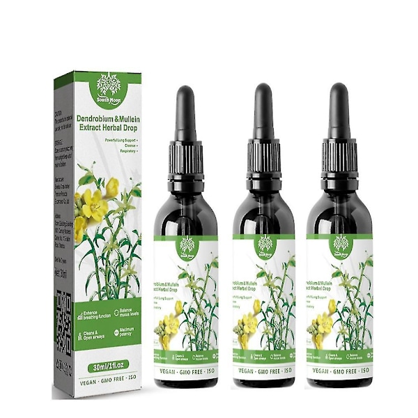 1-3x Dendrobium Mullein Extract Kraftfull Lungrengörande Andningsväxtbaserade Droppar