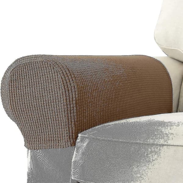 Sæt med 2 Jacquard Stretch Sofa Lænestol Armlænsovertræk Skridsikker Møbelbeskytter (Grårosa)