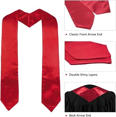 Adult University Diploma Stole, Graduation, Baptism, Priest, Red