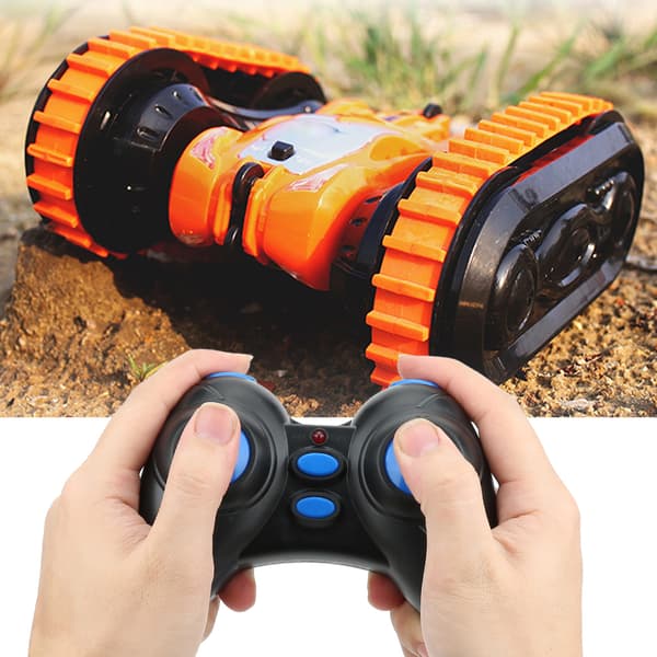 2-in-1 Double-Sided 2.4G Remote Control Stunt Car Model 360 Degree Roll RC Car Toy Orange