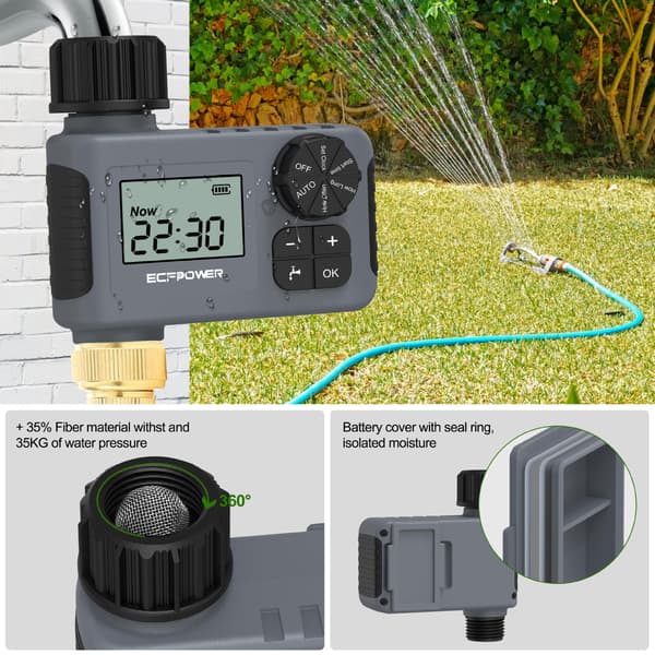 Sprinklertimer, programmerbar hageslangetimer, vanntett digital vanningssystem for plen og svømmebasseng
