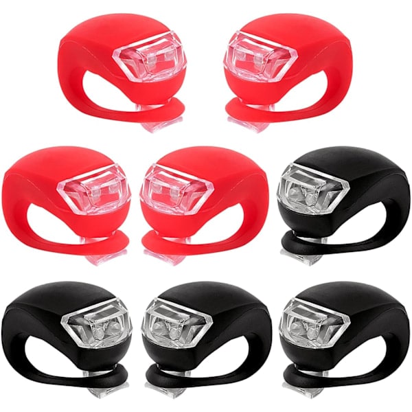 8-pack silikon LED-cykellampor, 4 fram- och 4 baklampor-FX-