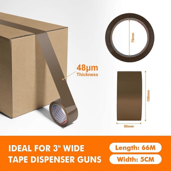 Brun pakketape 50 mm x 66 m - Lavt støjniveau