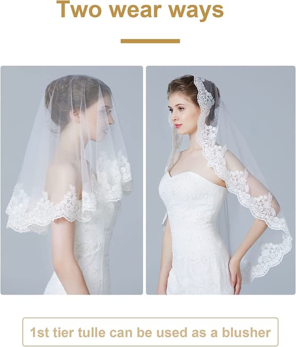 Bridal Veil 1 Layer Simple White With Metal Comb Short L