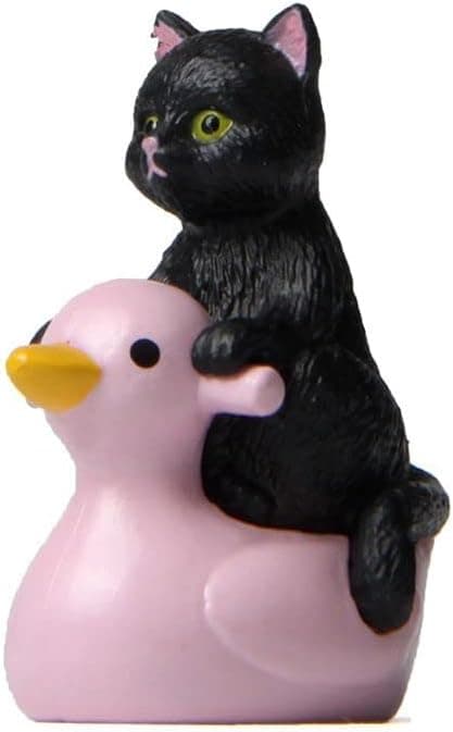 Lille siddende lyserød and kattefigur ornament til hjemmebørn pædagogisk legetøj (sort)