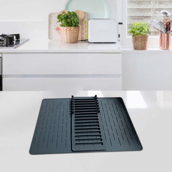 Dish Drying Rack Non-Slip Silicone Dish Mat for Countertop Kitchen Utensils