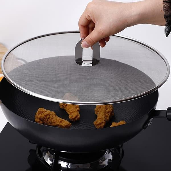 Stænkskærm til køkkenolie, finmasket stænkskærm til non-stick stegepande med optimalt luftstrømsdesign, holdbart rustfrit stål