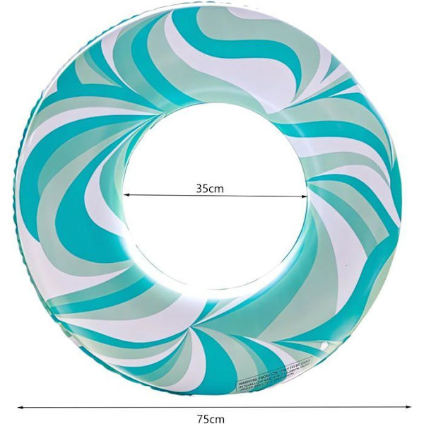 Inflatable float - Retro striped pattern - Blue - Hidden explosion-proof valve - 35 x 75 cm Blå (blå ränder)