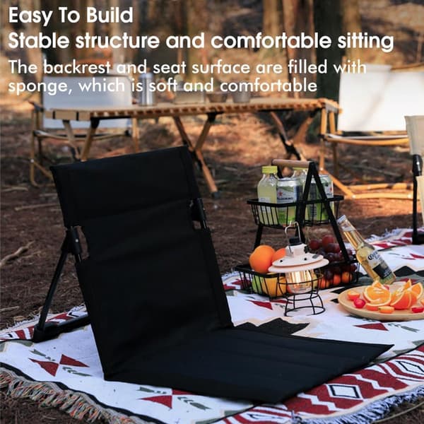 Fällstol - Campingstol med Vadderad Sits och Ryggstöd, Bärbar för Picknick, Strand, Vandring, Utomhusresor, Beige