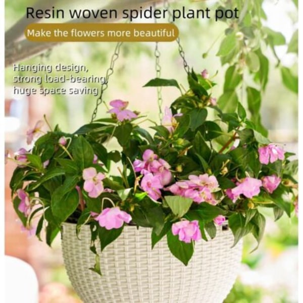 Sæt med 2 hængende blomsterpotter med rustfri stålkæde, hængende blomsterpotter til indendørs og udendørs brug (Kaliber 21cm, Pink)