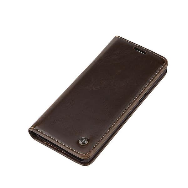 PU-läder plånboksfodral magnetiskt flip mobiltelefonfodral för Samsung Galaxy S8 Plus brun