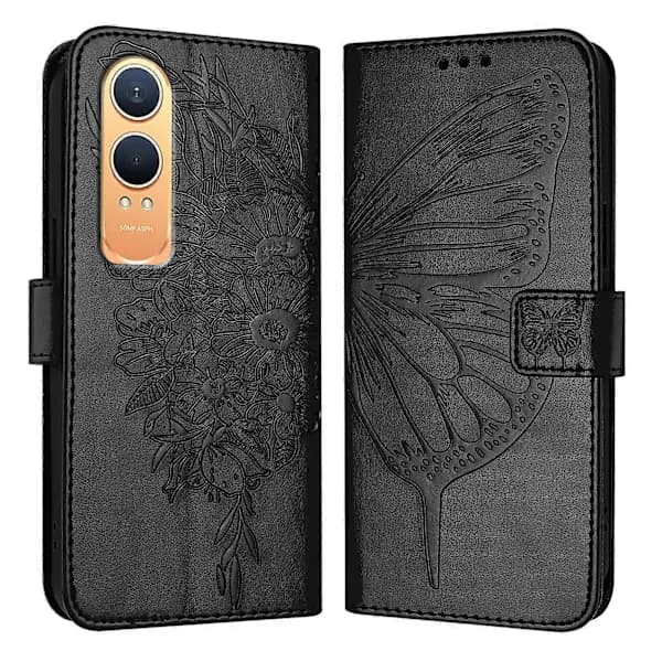 Etui til OnePlus Nord CE4 Lite 5G YB Imprinting Series-4 Sommerfuglblomst Flip Læder Pung Etui