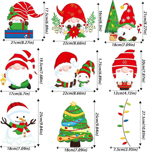 Christmas Stickers, 9 Sheets 73 Pcs Reusable Christmas Window Clings