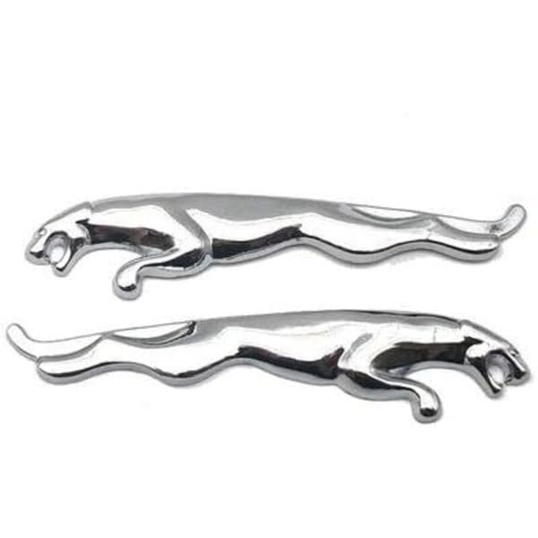 Forkrommet metallmerke med en hoppende jaguar, 160 mm