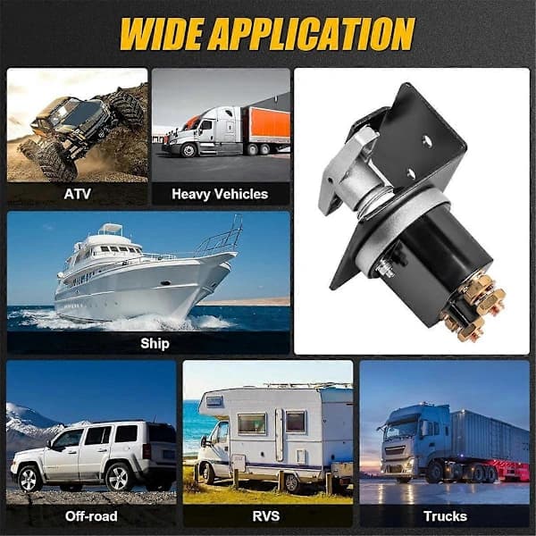 500A High Current Battery Disconnect Switch, 12-36V Battery Cut Off Switch with Lock Washer, Rope