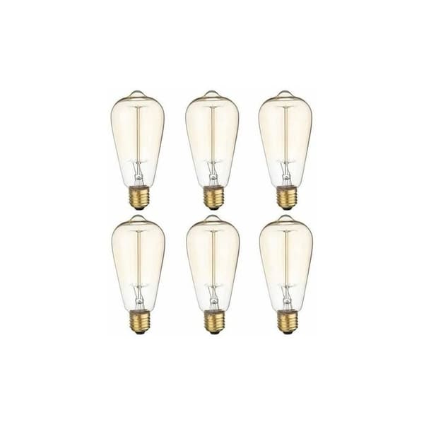 6x E26 60W Edison-pære Glødepære 220V ST64 Retro 64mm x 1