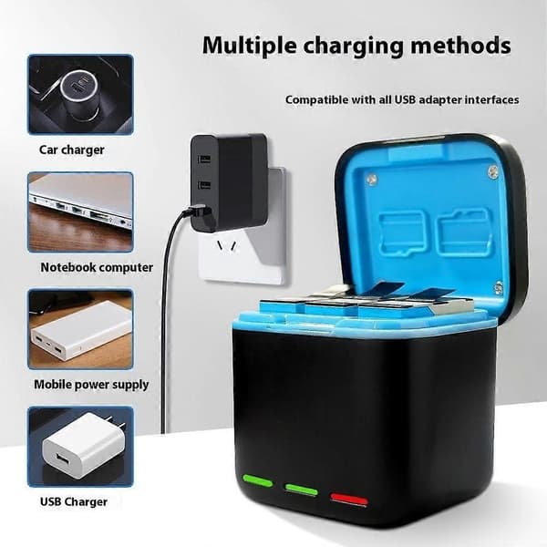 Hurtigladeveske Actionkamera Batterioppbevaringsboks for GoPro Hero 13 Trippel Batterilader