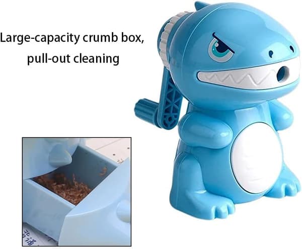 1 pc Pencil Sharpener, Manual Pencil Sharpener with Cartoon Dinosaur, Portable Pencil Sharpener for School (Blue)