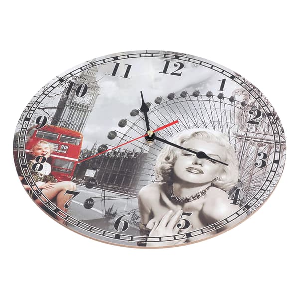 Antique Silent Round Wall Clock Wooden Arabic Numerals Wall Clock for Living Room