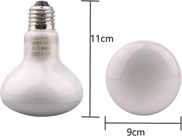 Infrarød Lampe - Rødt Varmelys til Krybdyr og Padder, 100w Pakke, Hvid [DB]